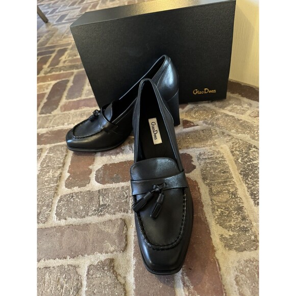 Giao Deen Leather Mid High Block Heel Square Toe Tassel Dress Pumps EU 42 /US 11 - Picture 1 of 14